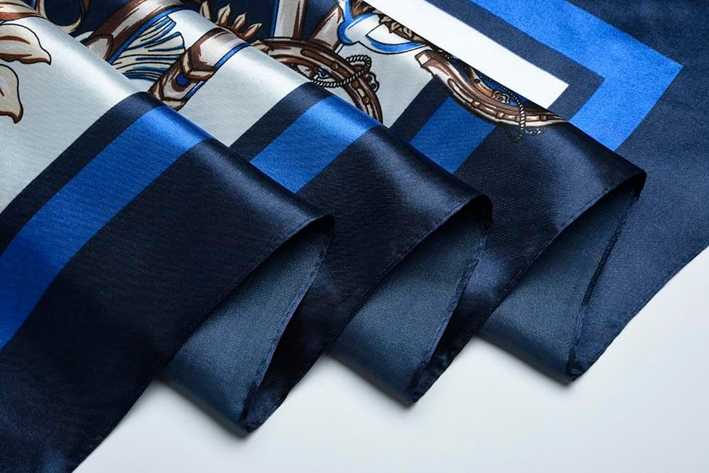 35 x 35 Satin Square Scarf for Women, Silk-Feel Hair Wrap, Large Bandana, Neck Wrap, Headscarf & Fashion Accessory - view 6