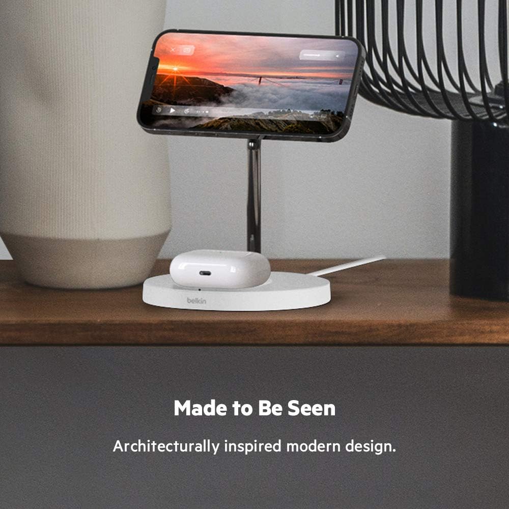 2 in 1 wireless charging stand, fast charger | iPhone 16/15/14/13, AirPods compatible, fast charging station, multi-device desk charger, magnetic - view 6