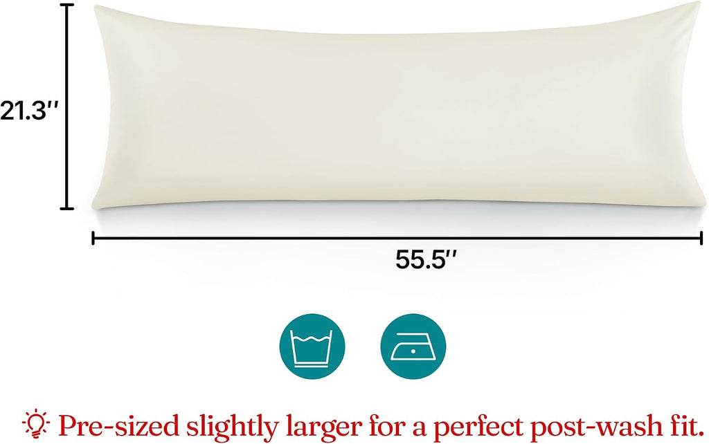 100% cotton body pillow case - 800 thread count/21x54, moisture absorbent and breathable, premium hotel body pillow cover for all seasons, Cream - view 8