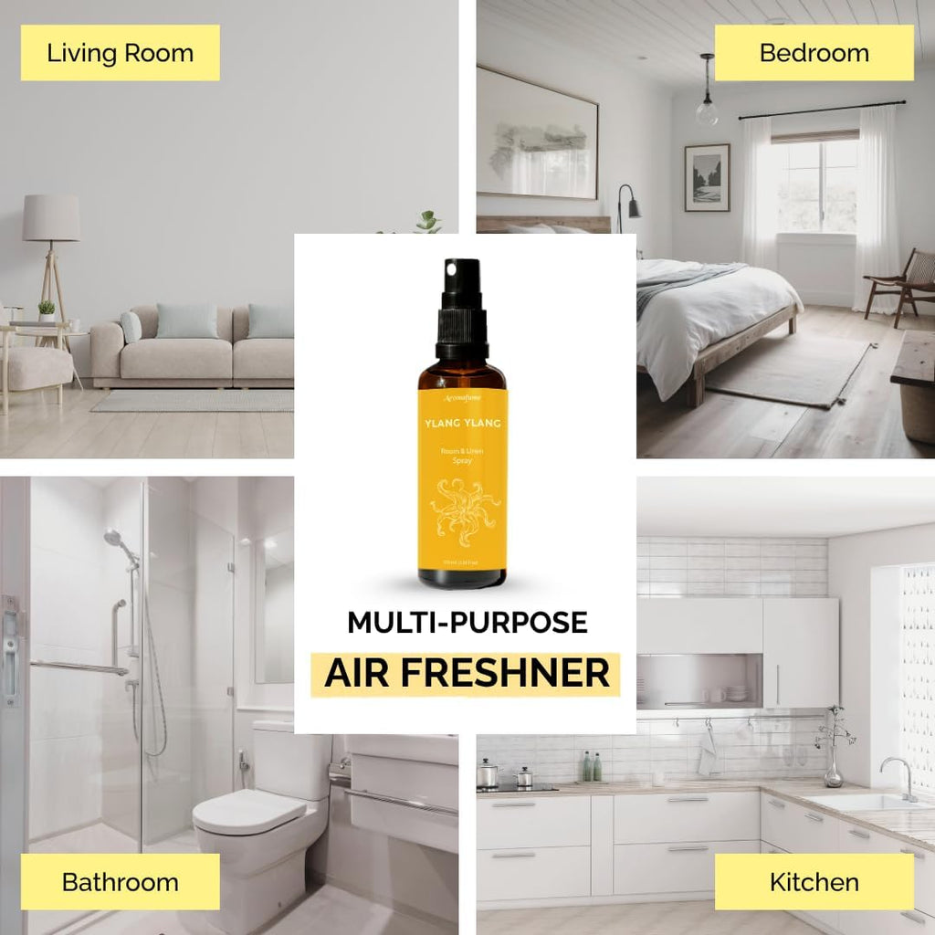 Ylang Ylang Air Freshener Spray for Room, Linen & Pillow 100ml | Made with Pure Ylang Ylang Essential Oil | Aromatherapy Spray to Soothe & Revive | Mist for Bedding, Fabrics - view 3