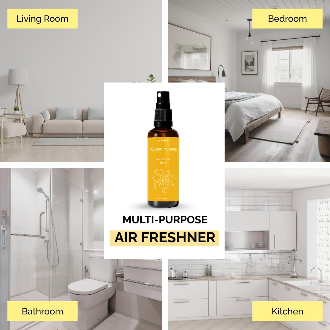 Ylang Ylang Air Freshener Spray for Room, Linen & Pillow 100ml | Made with Pure Ylang Ylang Essential Oil | Aromatherapy Spray to Soothe & Revive | Mist for Bedding, Fabrics - view 3