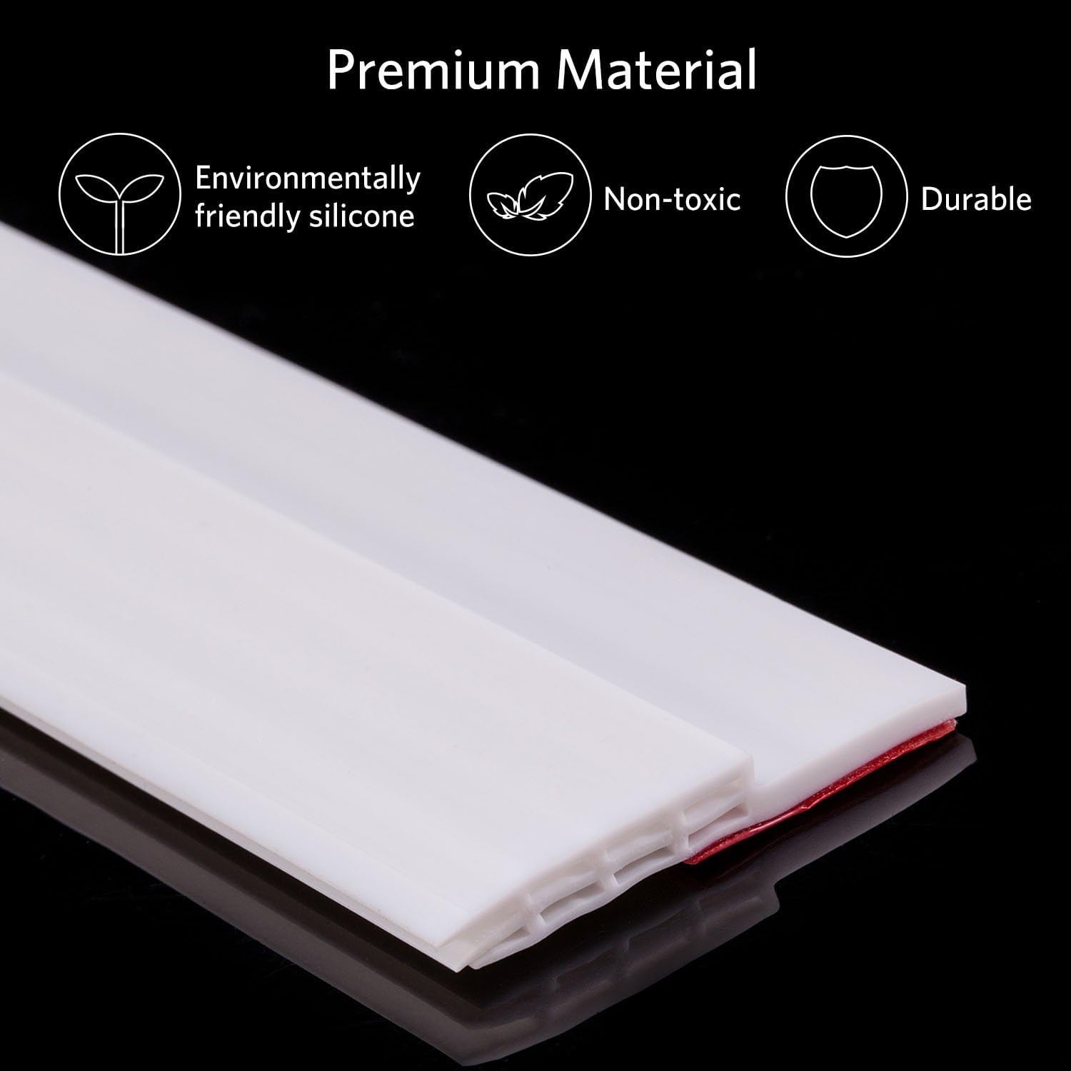 Door draft stopper under door sweep for exterior & interior doors, weather stripping door seal, strong adhesive door sweep soundproof weather stripping, 2" W x 39" L, white - view 2