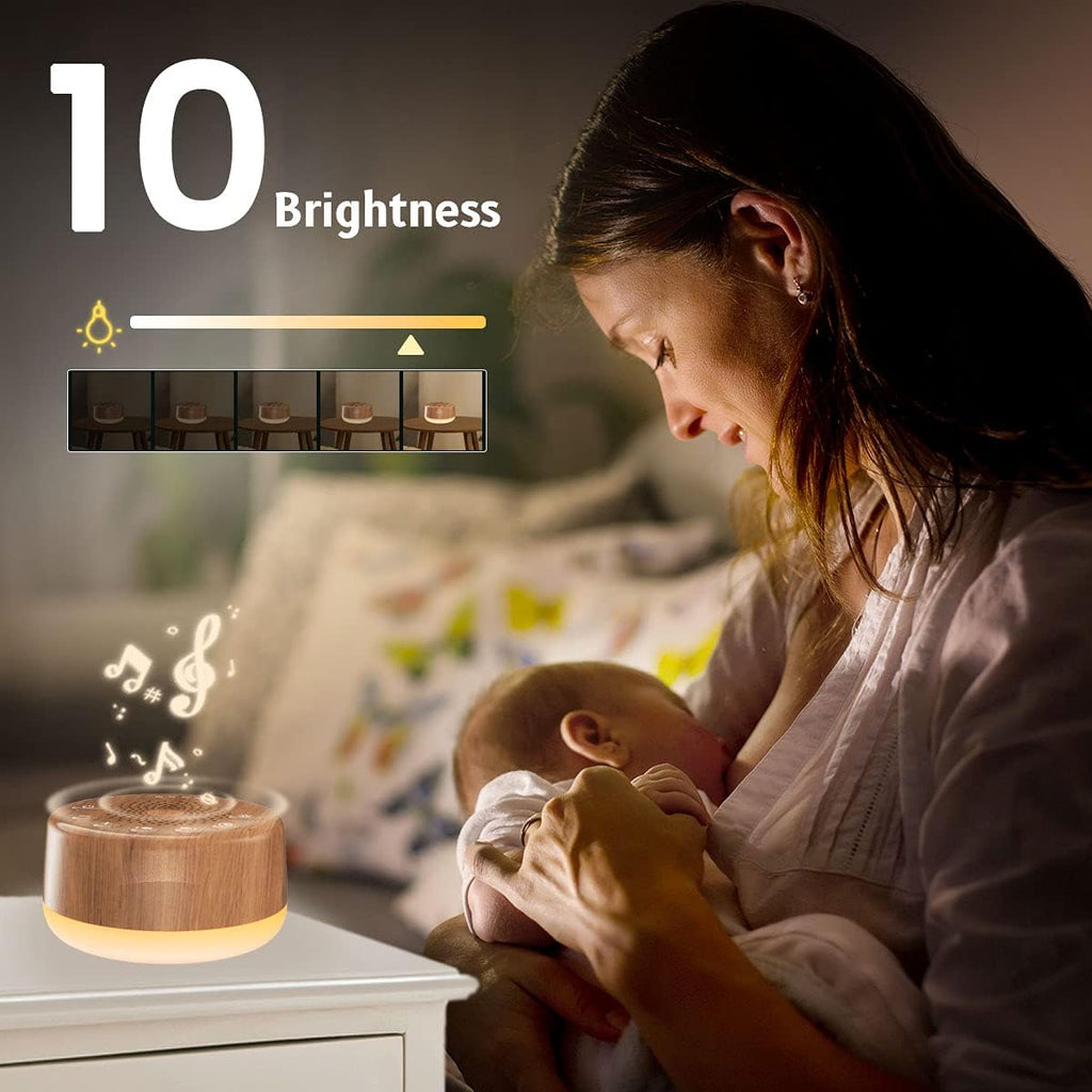 Sound White Noise Machine with 25 Soothing Sounds and Night Lights with Memory Function 32 Levels of Volume and 5 Sleep Timer Powered by AC or USB for Sleeping Relaxation (Wood) - view 3