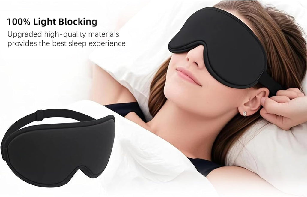 Sleep mask, 3D contoured sleeping mask, 99% light blocking eye mask, zero eye pressure cup blindfold for men women, with adjustable strap for sleeping, yoga, traveling, black - view 7