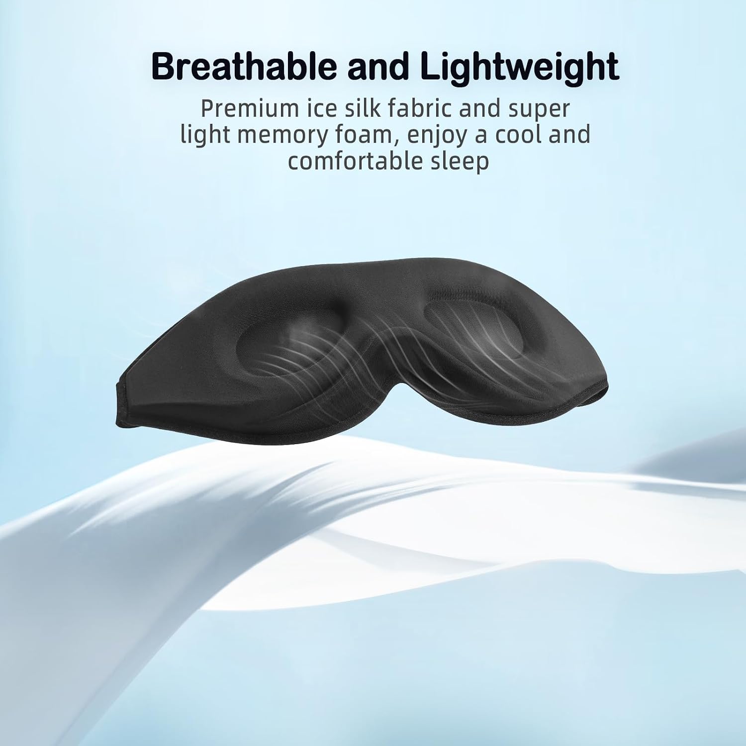 Sleep Mask for Side Sleeper Women Men, Eye Mask for Sleeping | Light Blocking 3D Contoured Sleeping Mask, Soft Breathable Sleep Eye Mask with Adjustable Elastic Strap for Travel, Black - view 5