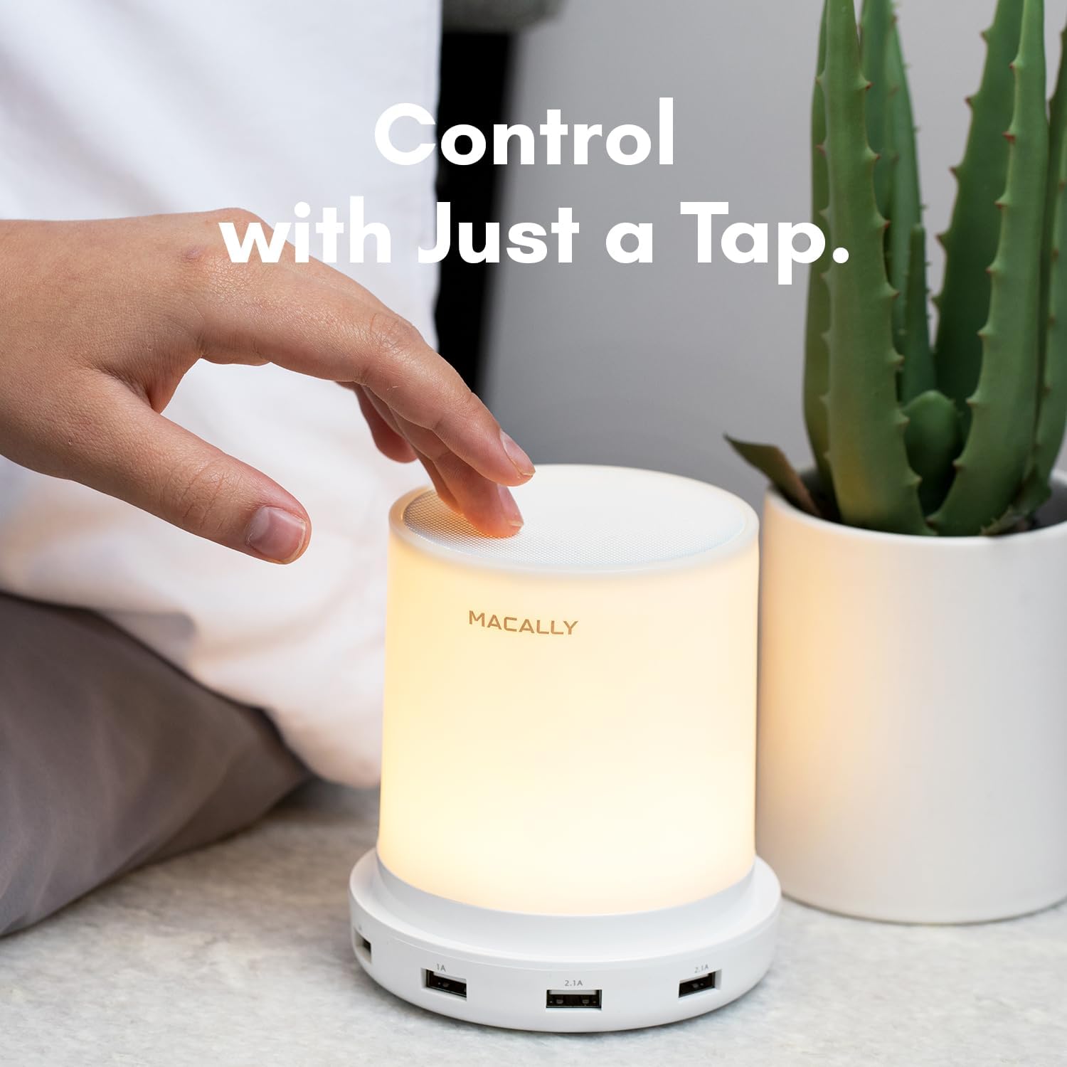 Small touch lamps for nightstand - bedside lamp with USB port - 3 way dimmable short table lamp for small spaces - use as night light and charger in bedroom - view 5