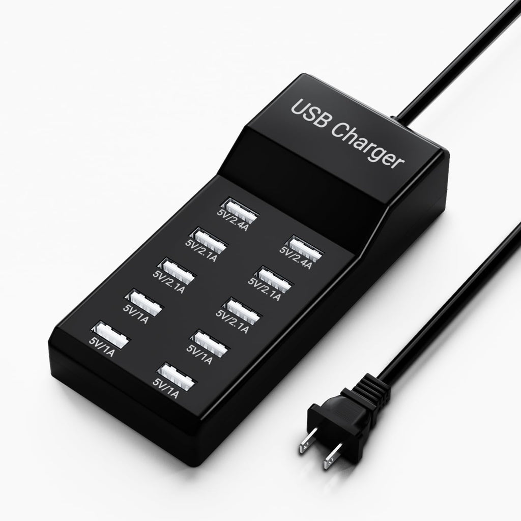 10-port USB charger block, multi USB charging station, 50W 10A power strip