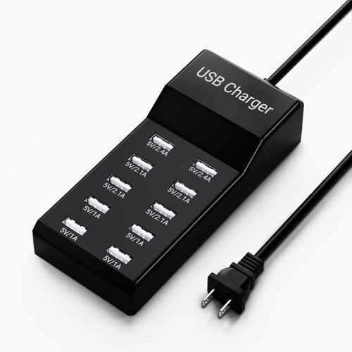 10-port USB charger block, multi USB charging station, 50W 10A power strip