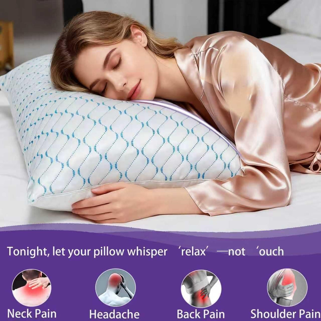 Memory foam pillows queen size set of 2, cooling pillow for side sleepers, adjustable firm pillow, breathable washable removable covers, for hot, side, back, stomach sleeper, relieve shoulder neck pain - view 7