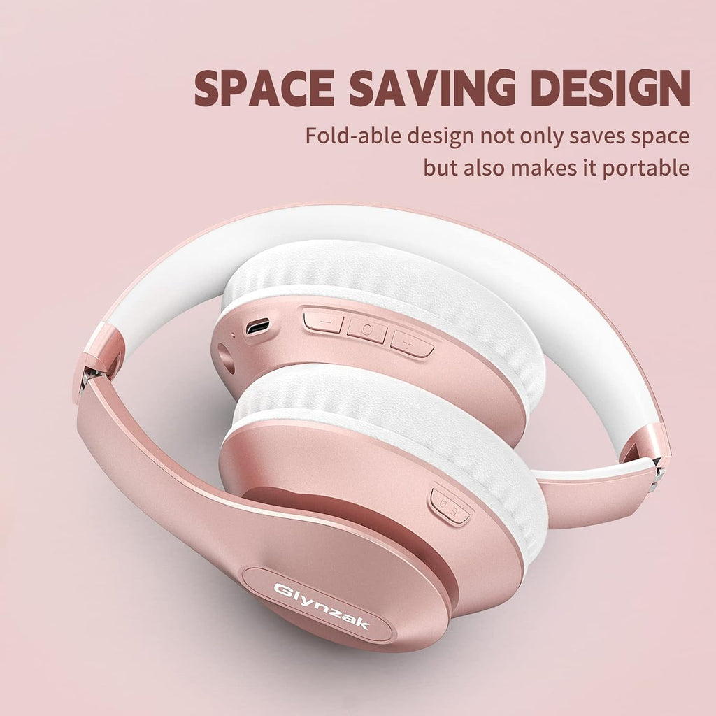 Wireless Bluetooth headphones over ear 65H playtime HiFi stereo headset with microphone and 6EQ modes foldable Bluetooth V6.0 headphones for travel smartphone computer laptop rose gold - view 8