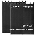 Acoustic Sound Dampening Blanket 72"x80" with Grommets, 2 Pack 850GSM Noise Reduction Cover for Studio Recording, Vocal Booth, Door & Window Insulation