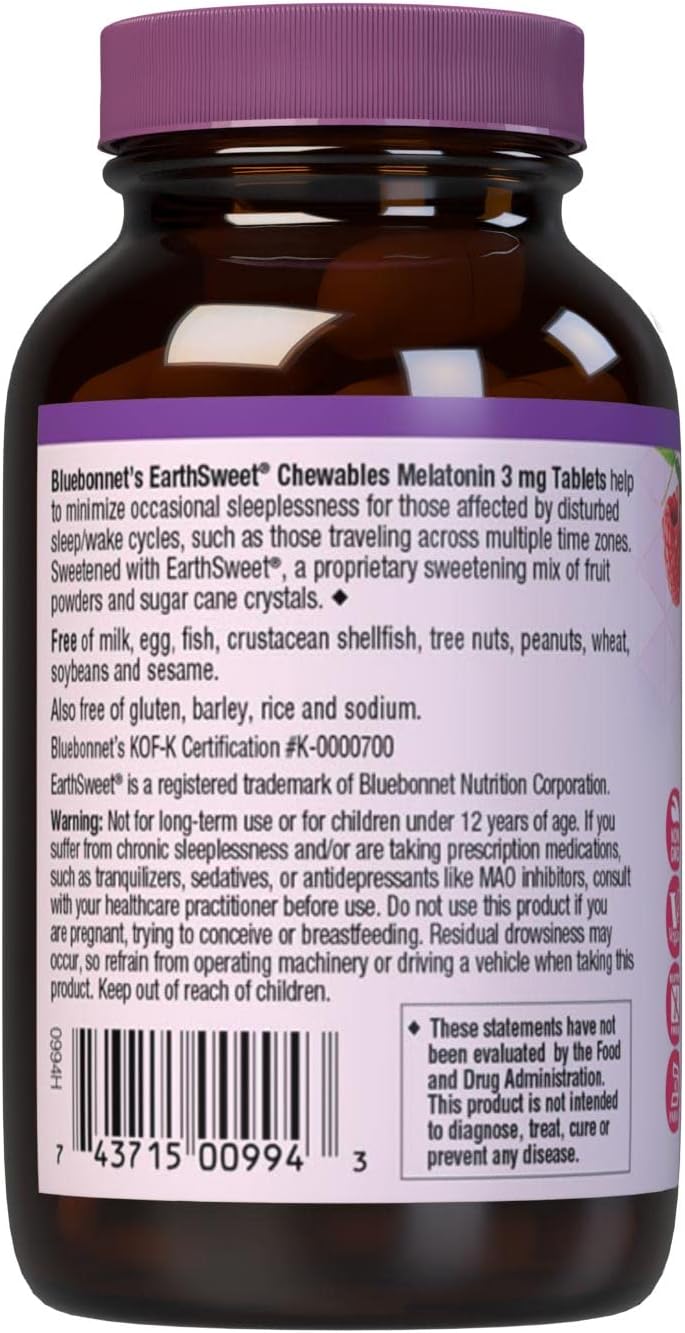 Nutrition melatonin 3 mg fast-acting quick dissolve nighttime relaxation & restful sleep support - sleep aid - gluten-free, vegan - raspberry flavor - 120 chewable tablets - view 7