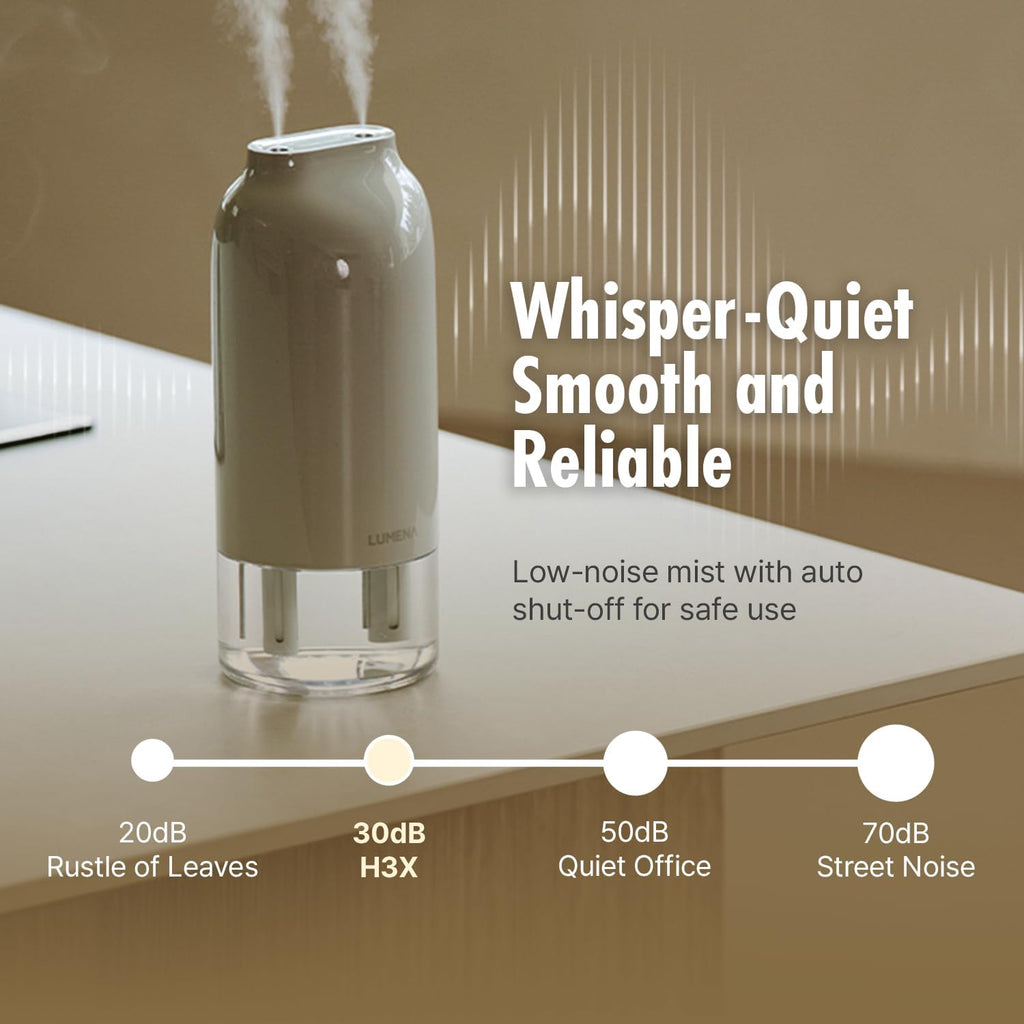 H3X Dual Mist Humidifier, 700ml Portable Cool Mist Humidifier with Mood Light, Auto Shut-Off, Wireless Personal Humidifier for Bedroom, Office & Home (PINKISH GRAY) - view 5