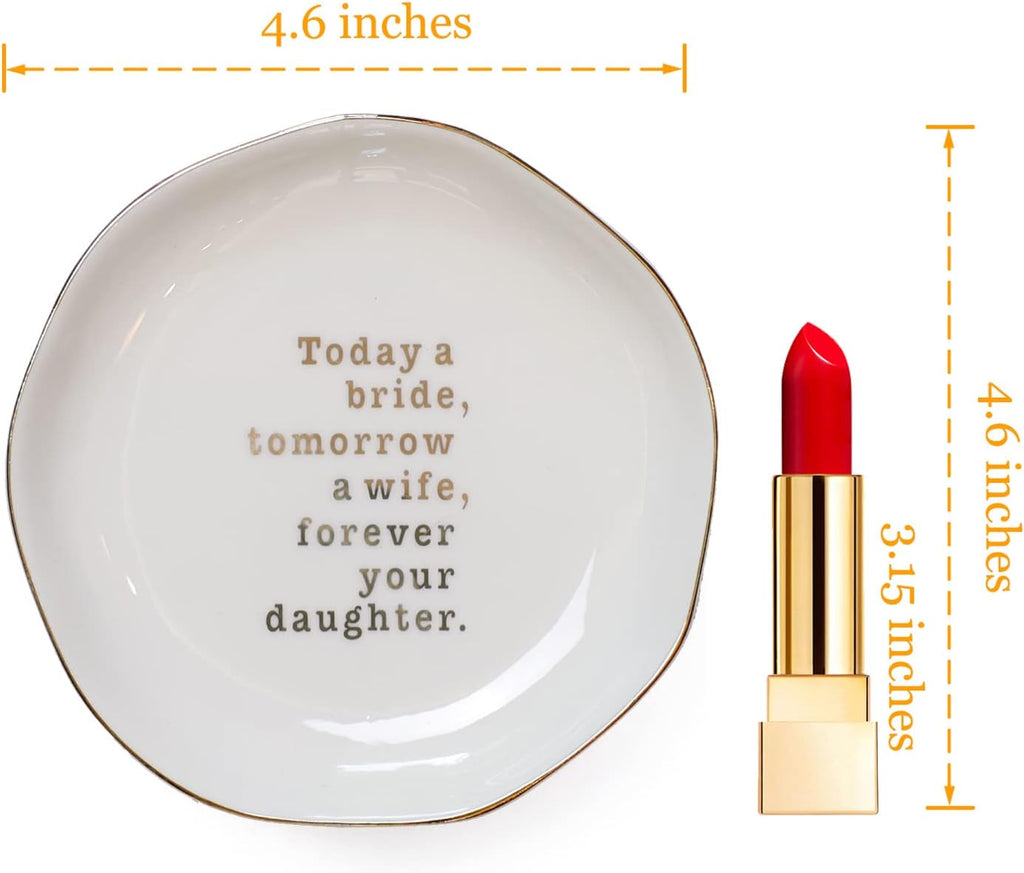 Mother of bride ring dish, wedding gifts for mom from daughter-jewelry dish tray-ceramic white - view 3
