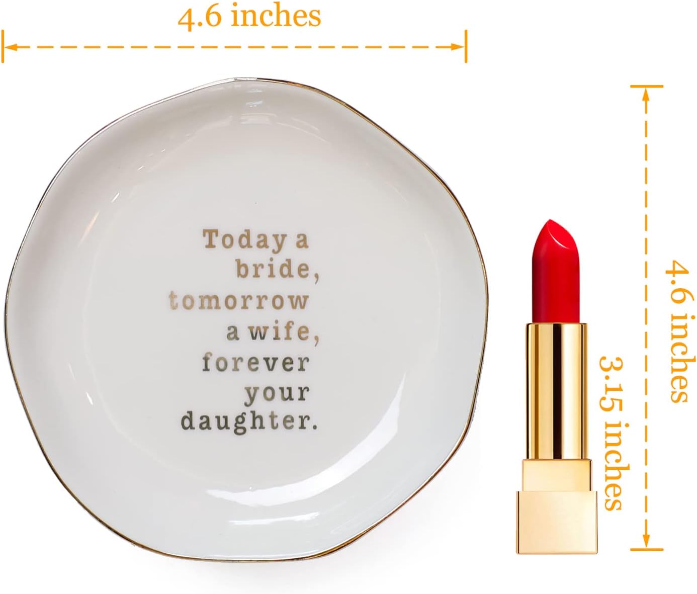 Mother of bride ring dish, wedding gifts for mom from daughter-jewelry dish tray-ceramic white - view 3