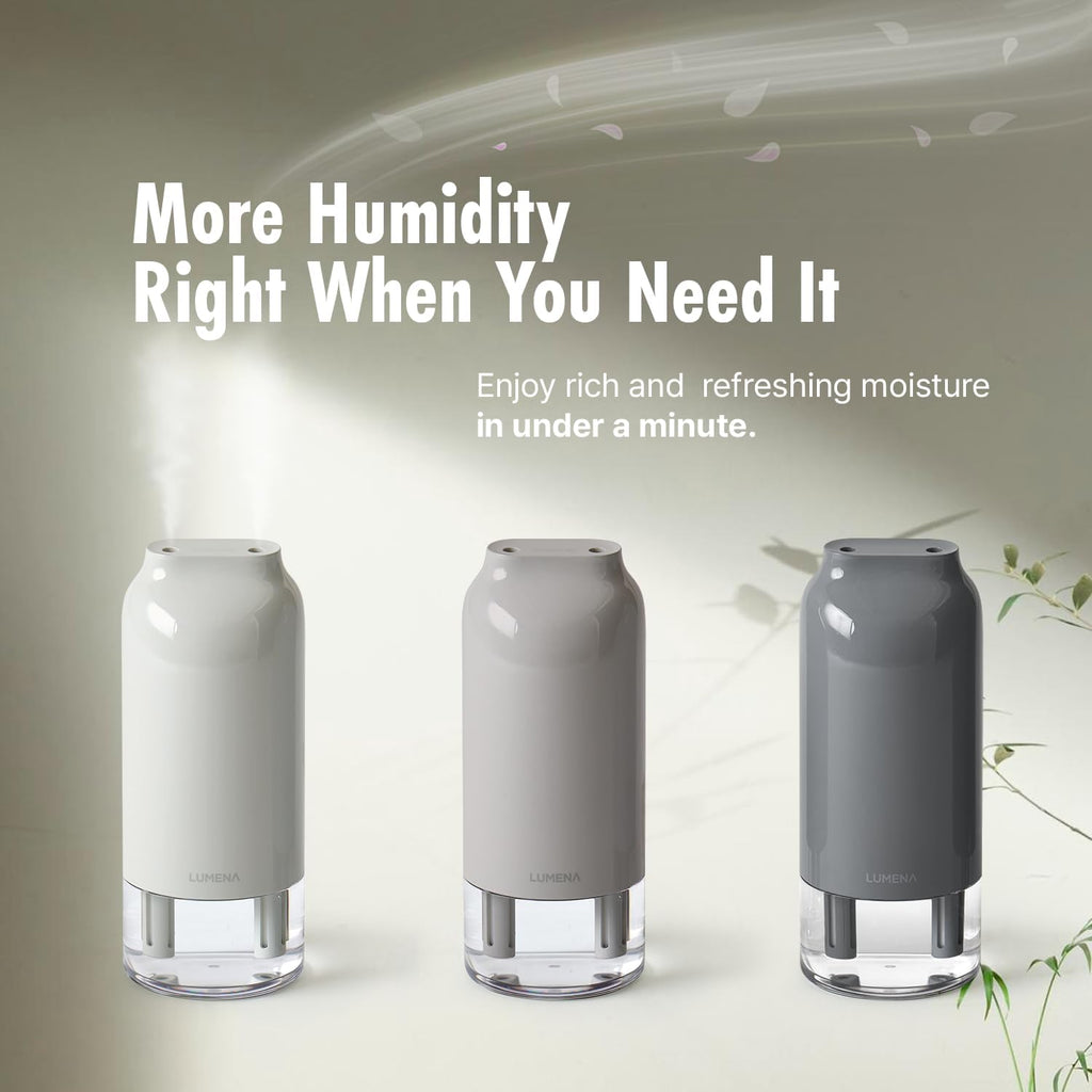 H3X Dual Mist Humidifier, 700ml Portable Cool Mist Humidifier with Mood Light, Auto Shut-Off, Wireless Personal Humidifier for Bedroom, Office & Home (PINKISH GRAY) - view 6