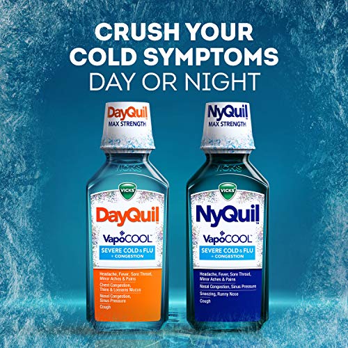 DayQuil and NyQuil VapoCOOL Severe Combo Cold & Flu + Congestion Medicine, Max Strength Relief for Fever, Sore Throat, Nasal Congestion, Sneezing, Cough, 2 x 12 oz Bottles, 1 NyQuil, 1 DayQuil - view 4