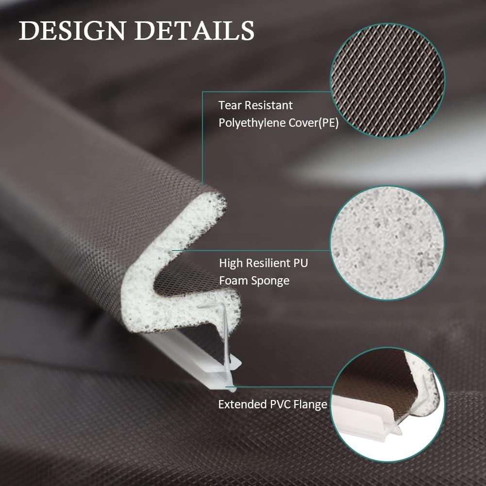 Kerf Weather Stripping for Door Seal Strip, 26 Ft, Brown | Q Foam Door Weatherstrip Seal, Front Door Seal Strip for Door Frame with Slot Card, Slot Installation, Easy Cut to Size - view 3