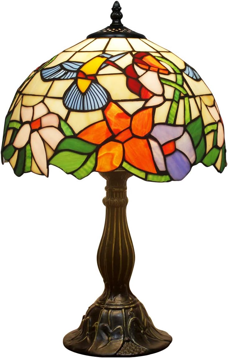 Tiffany Lamp Stained Glass Lamp Hummingbird Bedside Table Lamp | Desk Reading Light 12X12X18 Inches Decor Bedroom Living Room Home Office S101 Series Style