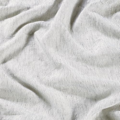 Stone Washed Organic French Linen Bed Sheet Set, GOTS Certified Organic, Best Cooling Linen Sheet Award by Sleep Foundation, 1 Flat Only (Pinstripe, Full/Queen)