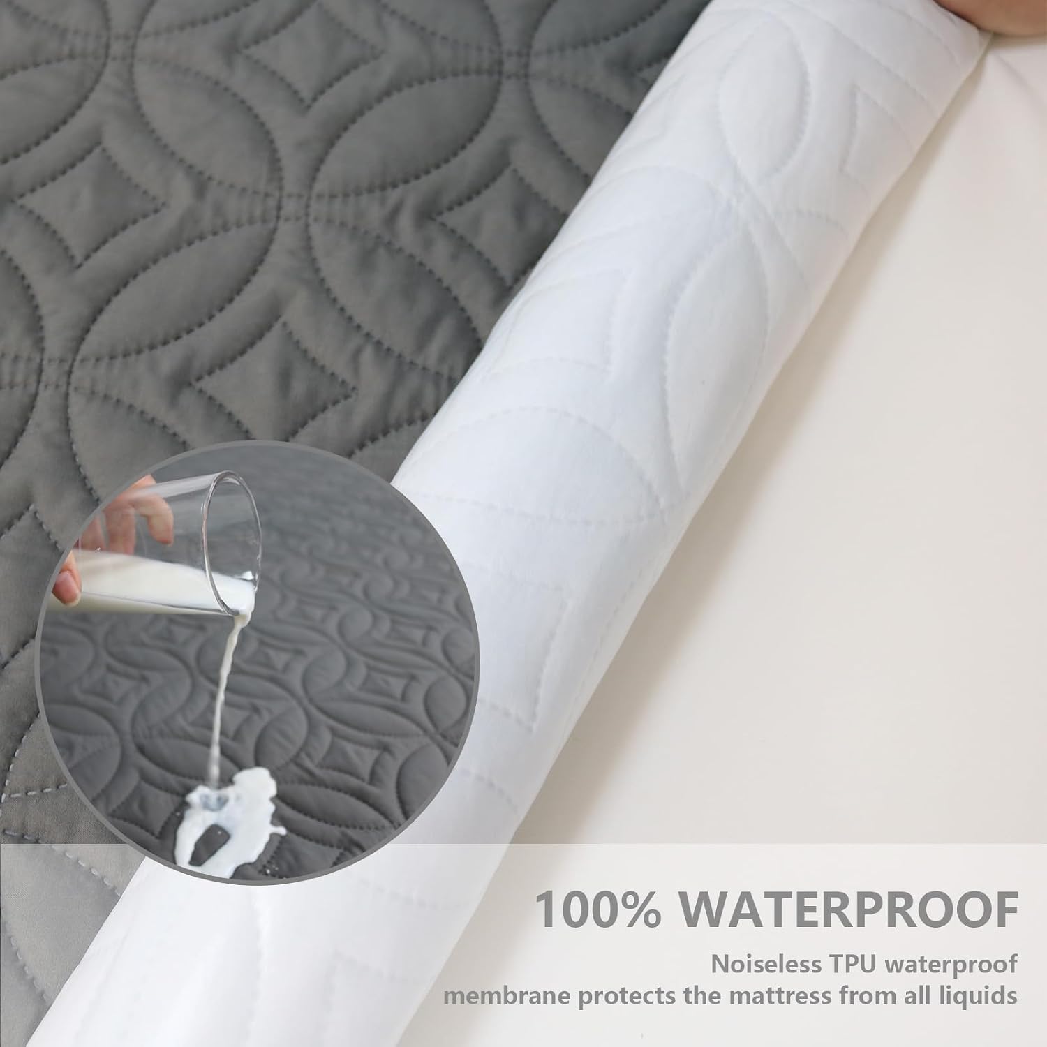Full Size 54"x75" Waterproof Mattress Protector, Soft Bed Grey Mattress Cover Full, Breathable Mattress Pad Cover with Deep Pocket 6"- 15", Noiseless Washable - view 4