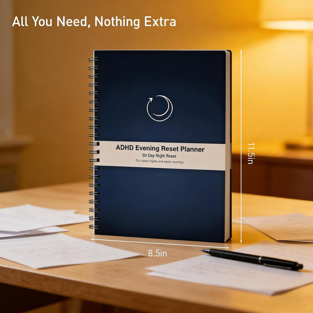 ADHD Evening Reset Planner (Undated) – 30-Day Night Routine Journal & Checklist, Calm Your Mind Before Bed, 2/5/10-Min Reset System, Brain Dump for Racing Thoughts, For Adults & Teens - view 4