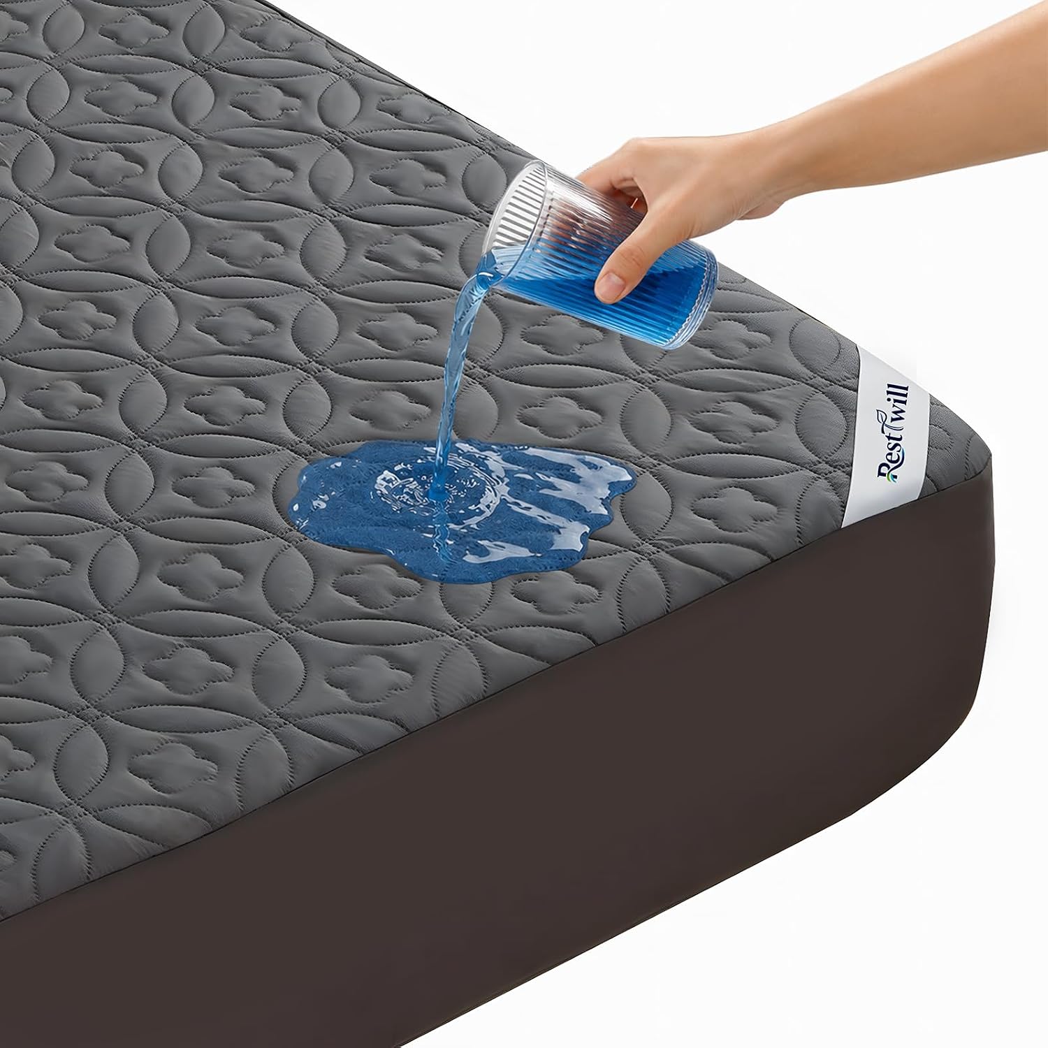 Waterproof Mattress Protector Queen, Noiseless Mattress Pad | Washable Soft Breathable Fabric Bed Cover with Deep Pocket Up to 21”for Home, Hotel