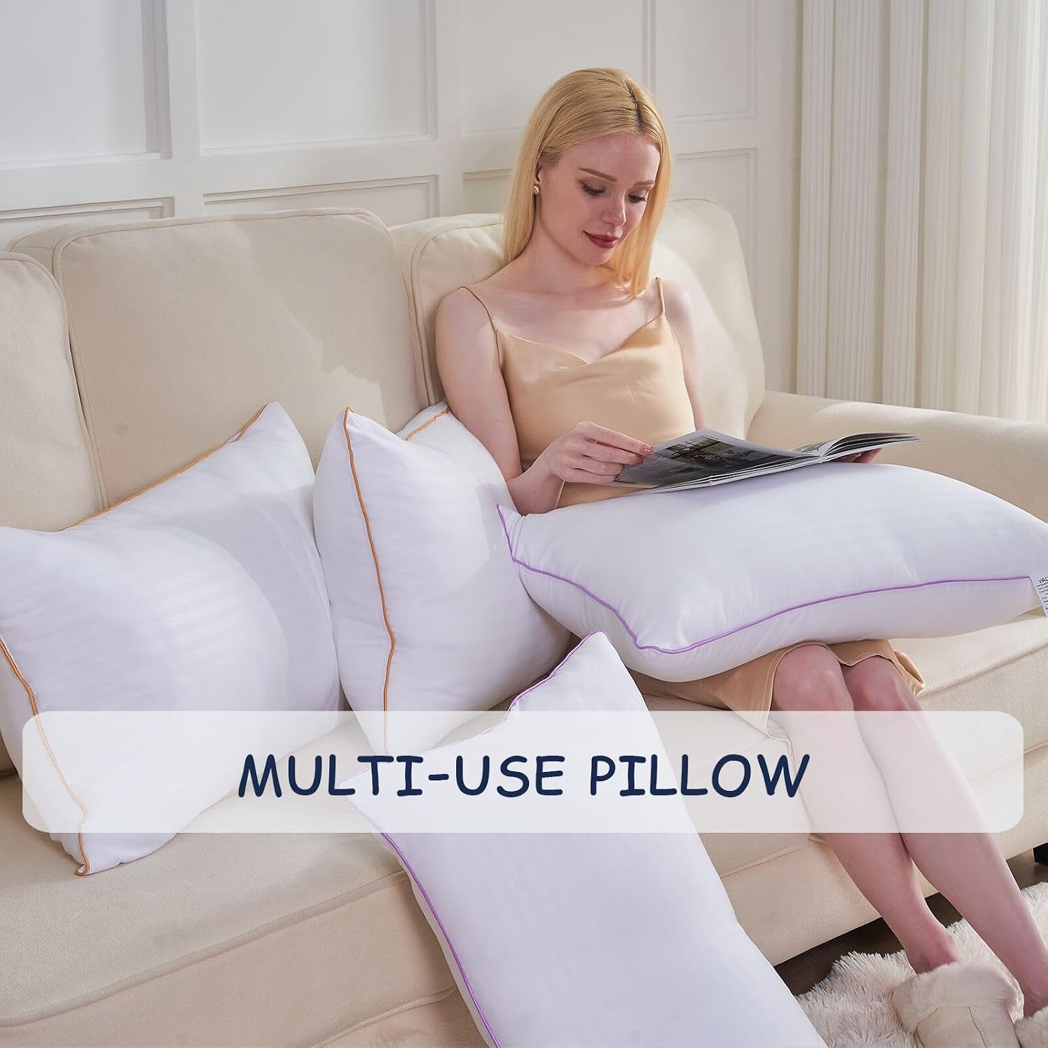 Pillows Standard Size Set of 2,Breathable Hotel Collection Bed Pillows for Sleeping Medium Soft Down Alternative Microfiber Filled,17 x 26 Inches - view 8
