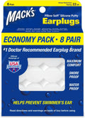 Pillow Soft Silicone Earplugs, 8 Pair - The Original Moldable Silicone Putty Ear Plugs for Sleeping, Snoring, Swimming, Travel, Concerts and Studying | Made in USA