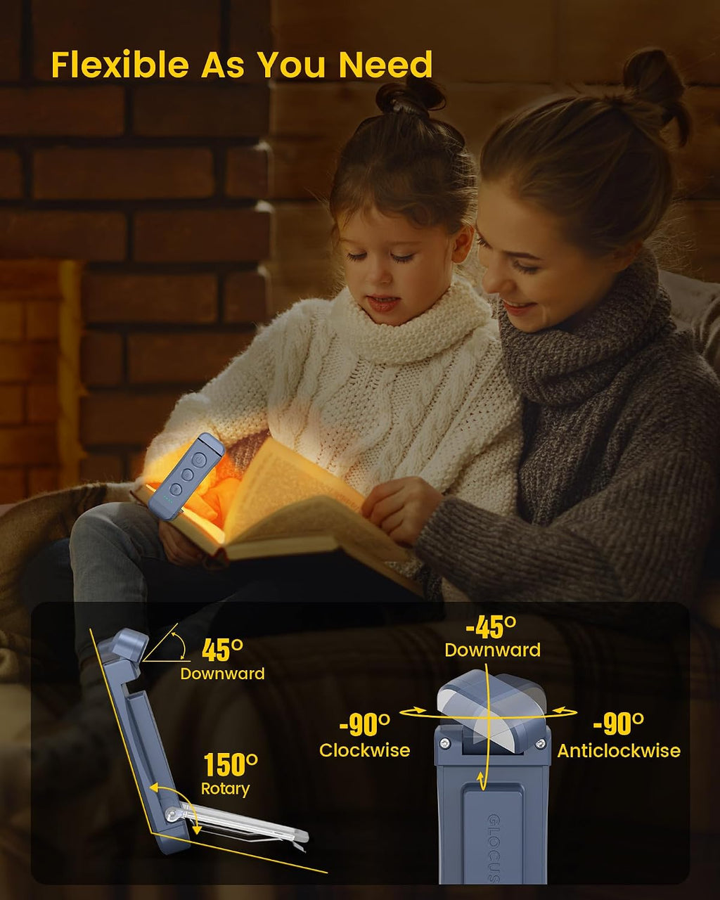 USB Rechargeable Book Light, Portable Clip-on LED Reading Light | 3 Amber Colors & 5 Brightness Dimmable, bookmark, Eye-Caring,Compact Gift,Women Book Lovers,Christmas, Book Accesories - view 5