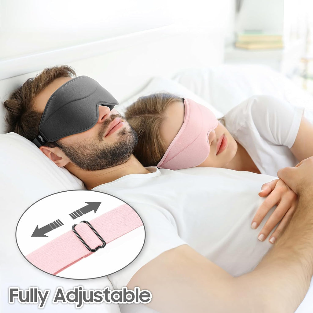 Sleep mask - total blackout 3D sleeping mask, super lightweight & silky soft eye mask for sleeping, fully adjustable fit for home, office, traveling, meditation, yoga, pink - view 5