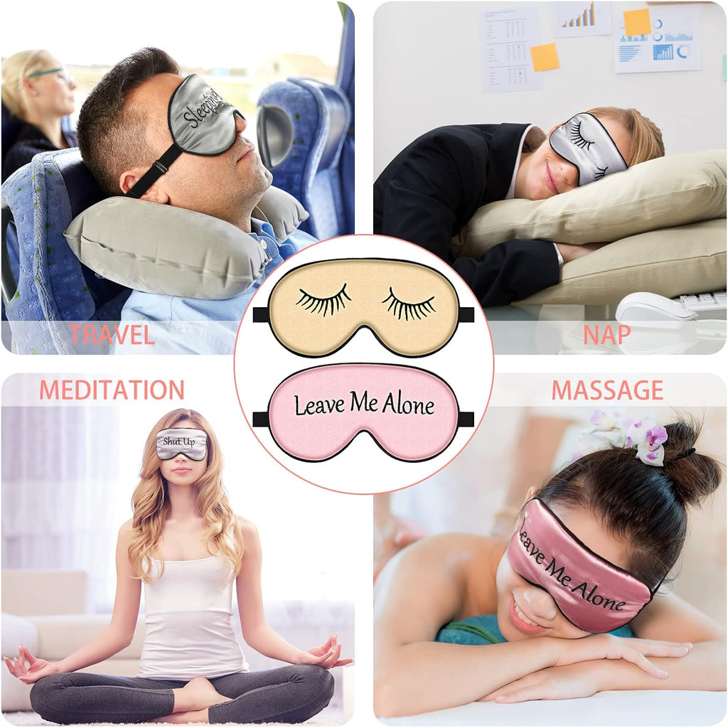 8 Pack Silk Funny Sleep Masks for Women Silky Eye Mask with Adjustable Strap Soft Cute Blackout Blindfold Eye Cover for Women Men Full Night's Sleep, Travel, Nap, Meditation(Elegant Colors) - view 4