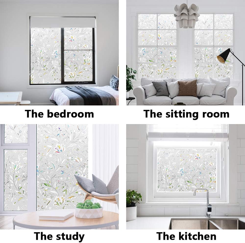 Window privacy film, frosted removable glass covering for bathroom, opaque static cling heat control door sticker for home office living room, non-adhesive matte white (17.5" x 78.7") - view 5