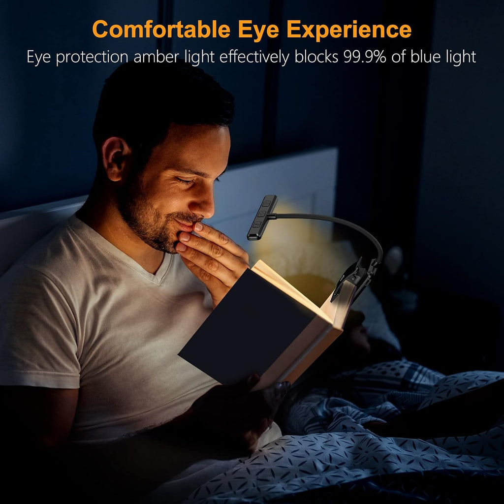 19 LED Rechargeable Book Light for Reading in Bed | Eye Caring 3 Color Temps,Stepless Dimming Brightness,Memory Function,90 Hrs Runtime Lightweight Clip on Light for Book Lovers - view 4