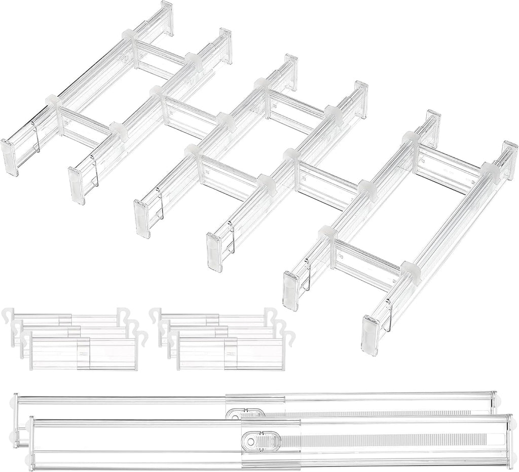 6" Tall Upgrade Drawer Dividers, 12.8"-22.3" Expandable, 8 Pack | Deep Drawer Organizer, Big Drawer Separator, Clear plastic Adjustable Storage Divider for Dresser, Baby Supplies, Kitchenware - view 8