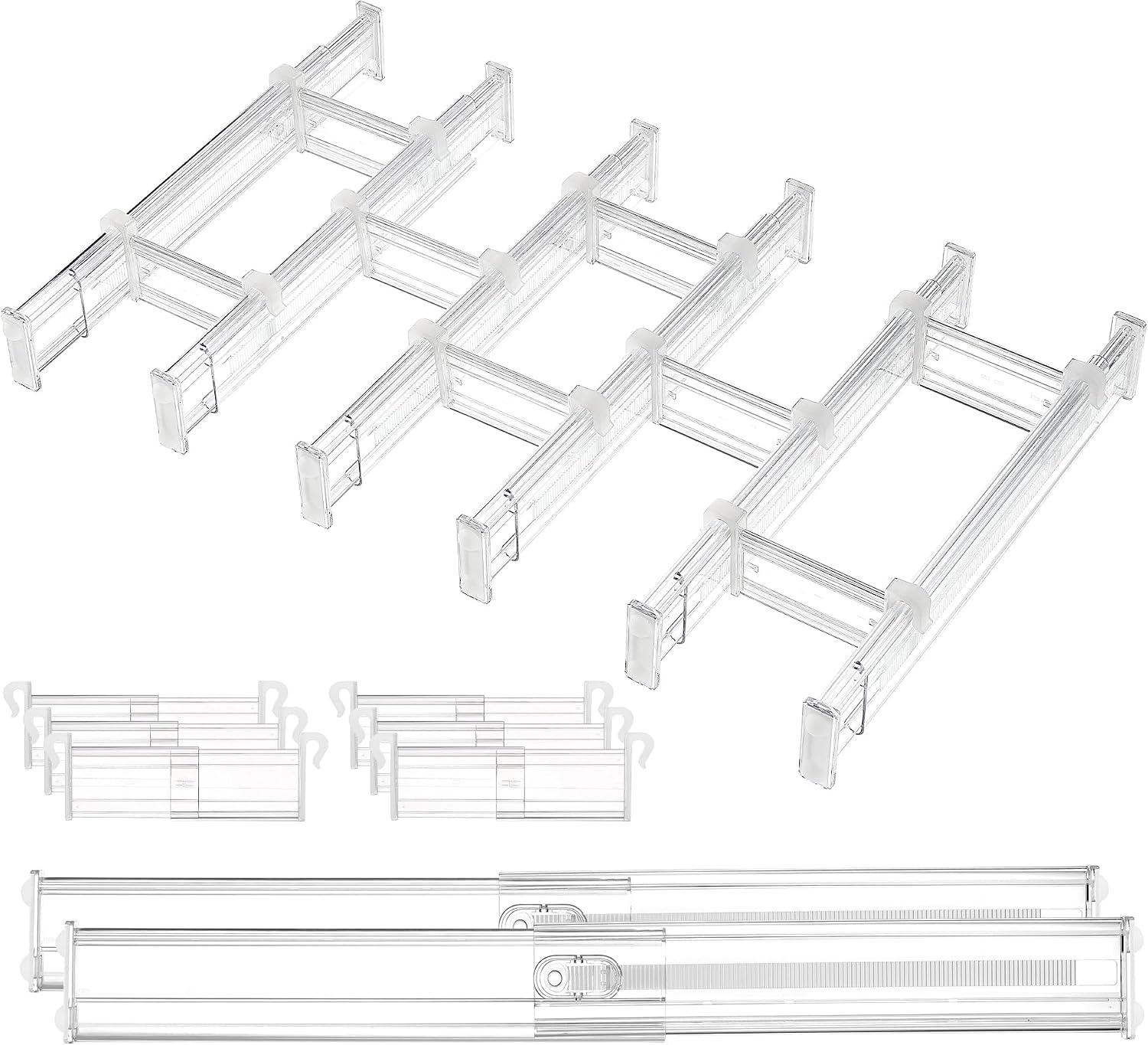 6" Tall Upgrade Drawer Dividers, 12.8"-22.3" Expandable, 8 Pack | Deep Drawer Organizer, Big Drawer Separator, Clear plastic Adjustable Storage Divider for Dresser, Baby Supplies, Kitchenware - view 8