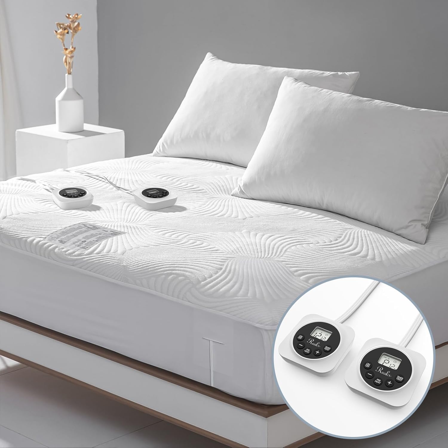 Heated Mattress Pad King Size, Dual Control, 12 Heat Settings | Preheat and memory functions, 1-12 hour auto-off, lighted buttons, ETL & FCC listed, 78" × 80" - view 5