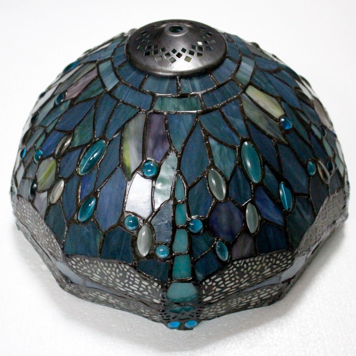 Tiffany Lamp Sea Blue Stained Glass Table Lamp 18 Inch Dragonfly | 12X12X18 Inches Desk Reading Light S147 Series Style - view 4