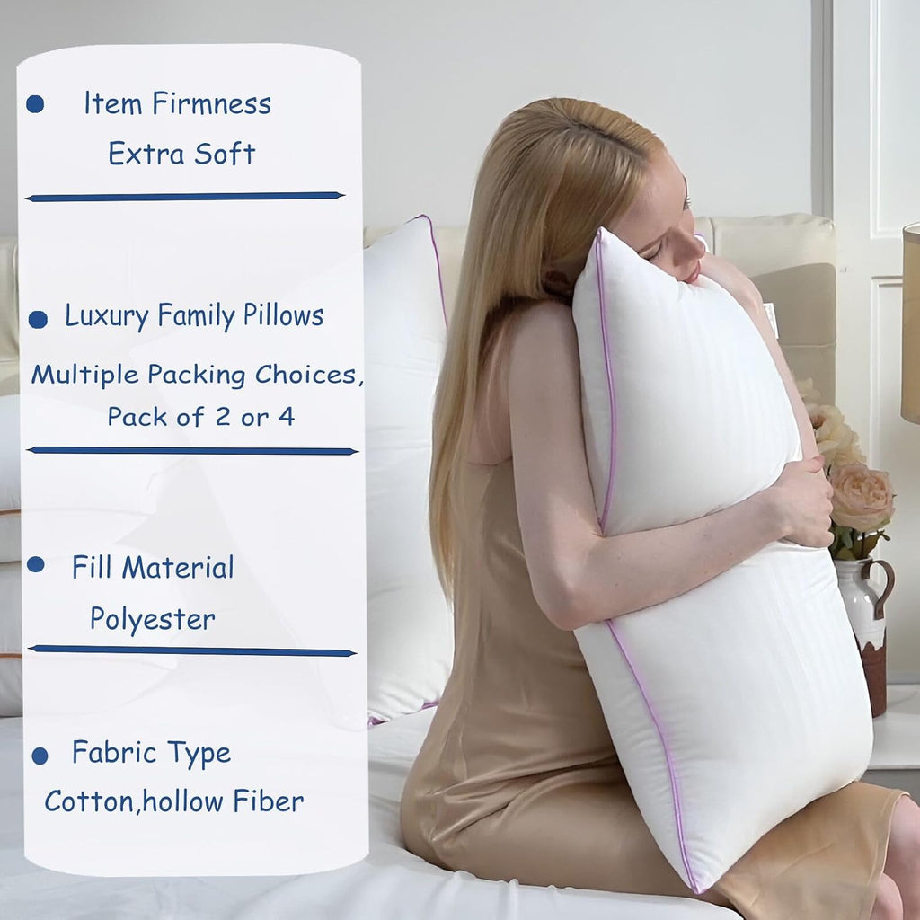 Pillows Standard Size Set of 2,Breathable Hotel Collection Bed Pillows for Sleeping Medium Soft Down Alternative Microfiber Filled,17 x 26 Inches - view 4