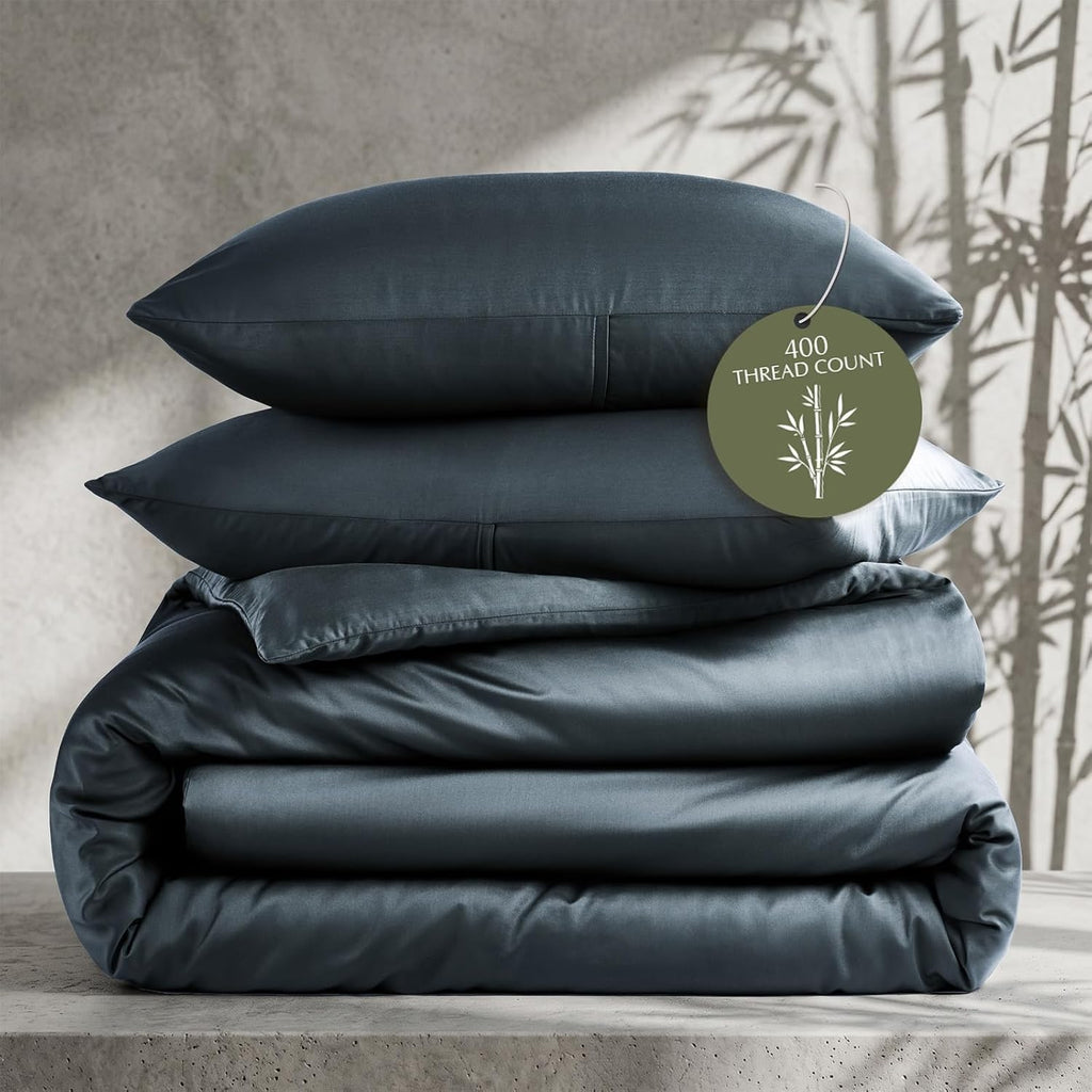 100% Rayon from Bamboo Duvet Cover Set, King Size, Dark Brown | 3-Piece 400TC Sateen Comforter Cover Bedding Set, Silky Soft, Cooling, Breathable for Hot Sleepers, 2 Pillow Shams, No Insert - view 8