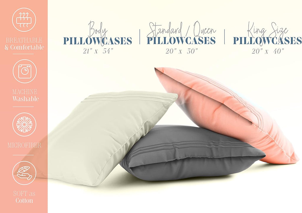 Solid pillowcases 1500 premium hotel quality microfiber - smooth weave, wrinkle and stain resistant, easy slip-on, 2-piece set, king pillowcase, taupe - view 2