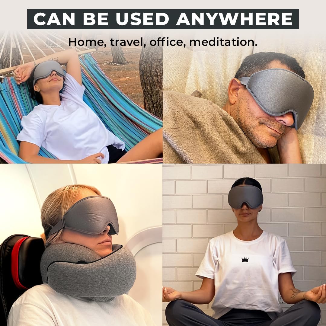 3D Travel & Home Sleep Mask|Ultra-Soft, 100% Light-Blocking Eye Mask for Deeper Sleep,Adjustable Strap with Nose Bridge Design|Perfect for Travel and Insomnia - view 4