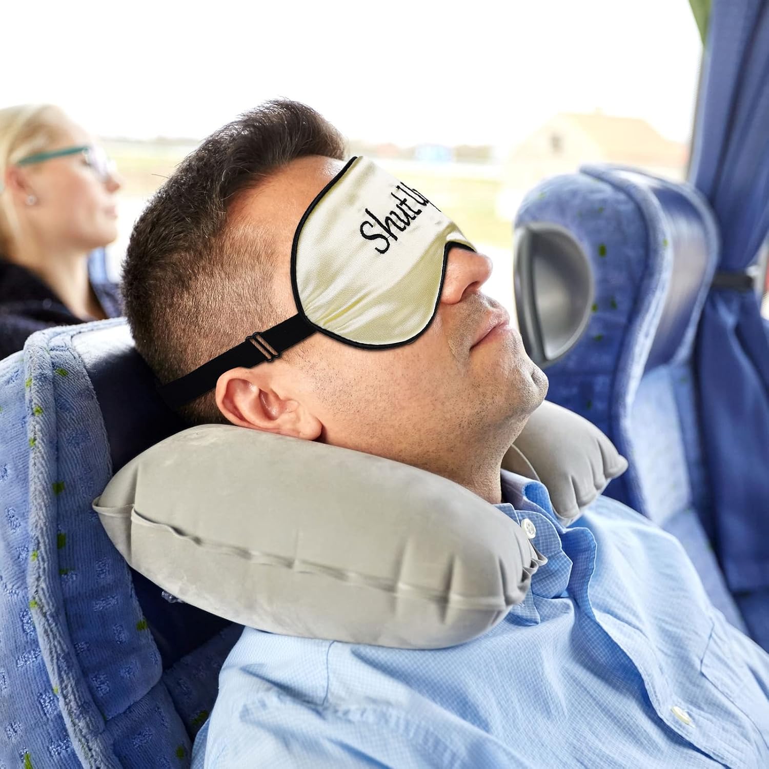 4 Pieces Funny Sleep Mask Silk Eye Mask Soft Blackout Blindfold with Adjustable Strap Sleeping Eye Cover for Women Men Night Travel, Nap, Meditation(Purple, Yellow, Light Blue, Pink) - view 6