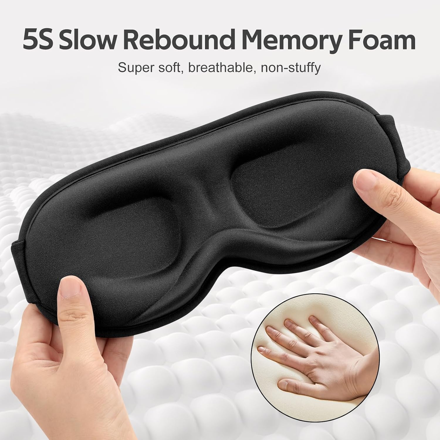 Sleep Mask for Men Women - 100% Blackout Eye Masks for Sleep - 3D Soft Sleeping Mask for Side Sleepers - Zero Pressure Lash Extensions Eye Cover Shade for Airplane Travel Essentials, Black - view 5