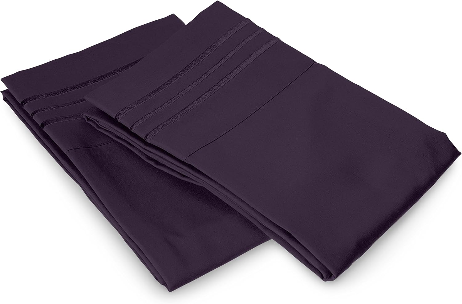 Luxury ultra-soft 2-piece pillowcase set - 1500 premium hotel quality microfiber double brushed - wrinkle resistant, king size, purple - view 5