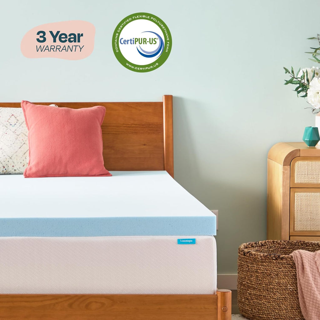 Memory foam mattress topper, full XL size - 3 inch gel infused memory foam - plush feel - cooling and pressure relieving - CertiPUR certified - view 5
