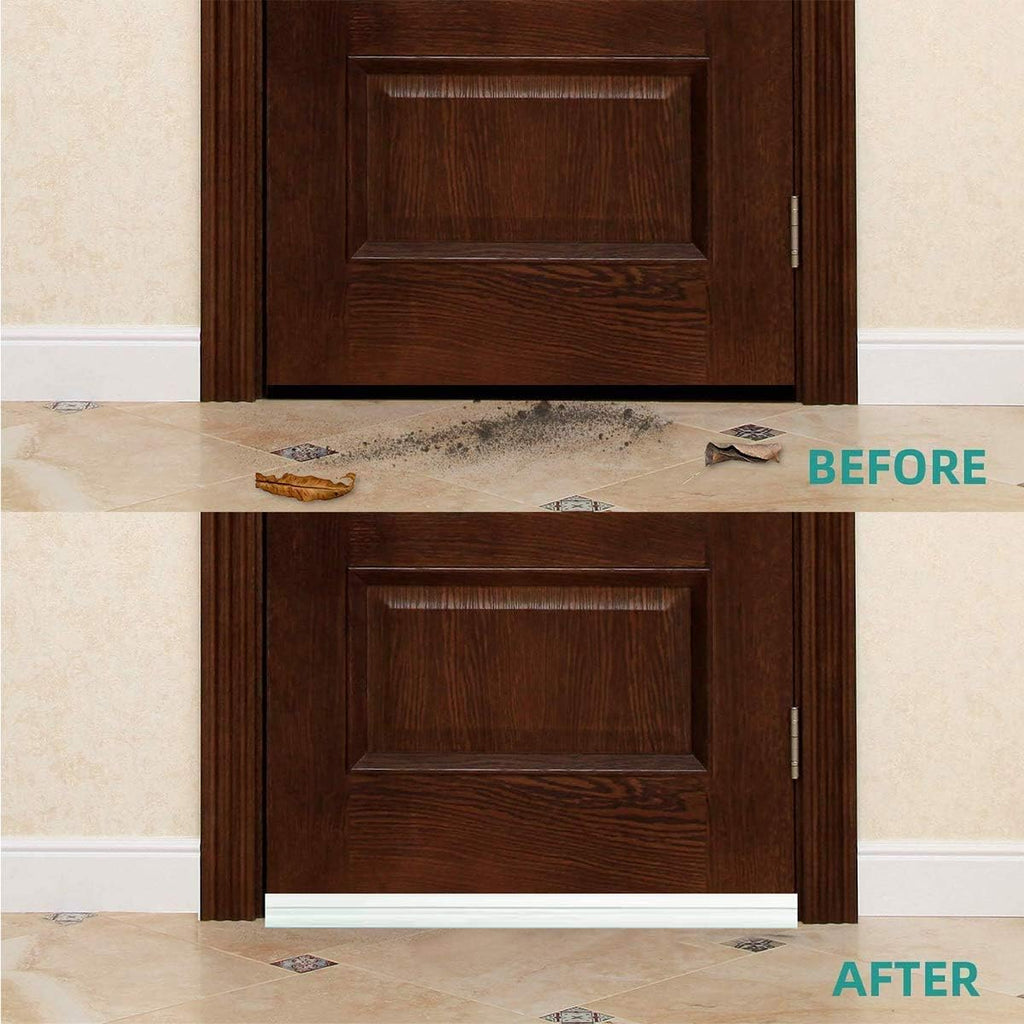 Door draft stopper under door sweep for exterior & interior doors, weather stripping door seal, strong adhesive door sweep soundproof weather stripping, 2" W x 39" L, white - view 7