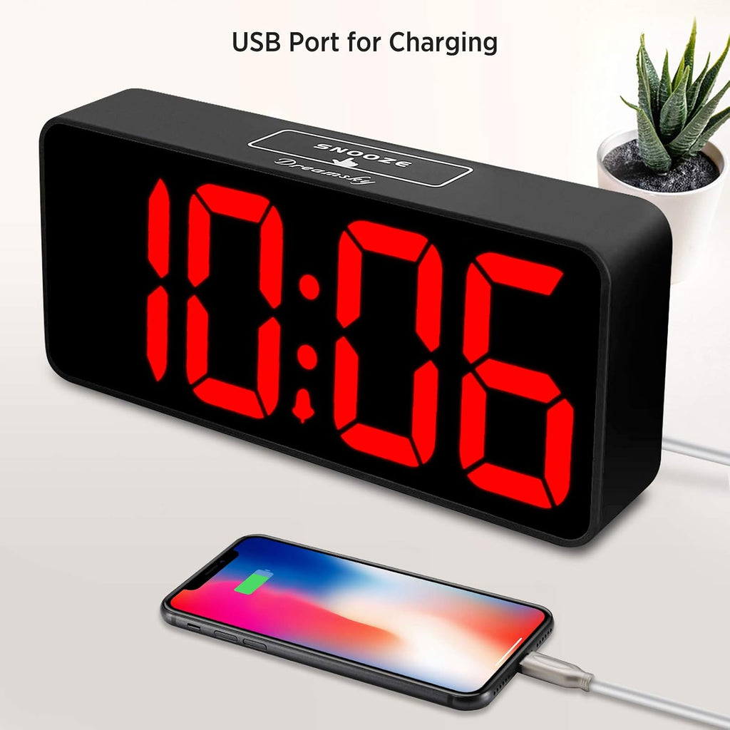 Large digital alarm clock big number for seniors/visually impaired | 9 inches electric clocks for bedroom, jumbo display fully dimmable brightness, USB ports, adjustable alarm volume - view 4