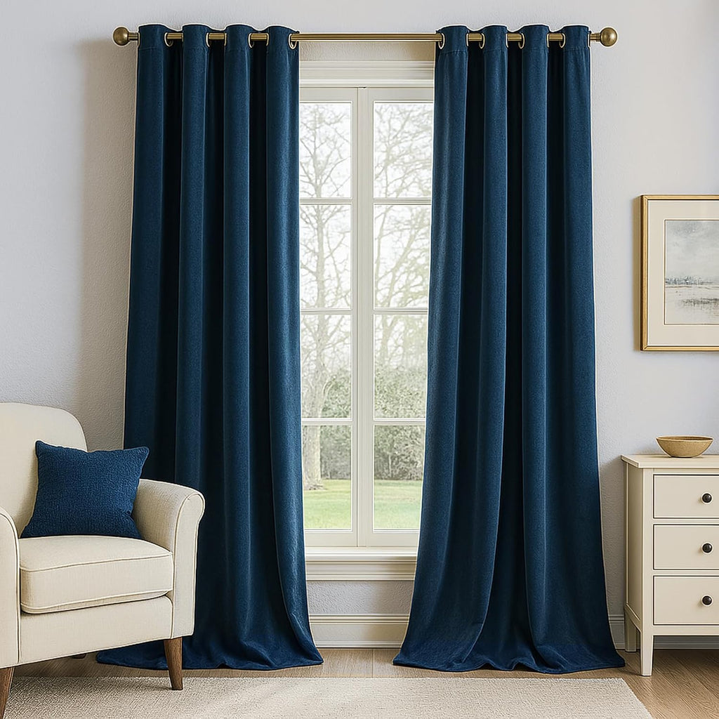 102 Inches Long Custom Blackout Velvet Curtains, Beige Cream Soundproofing Pleated Noise Cancelling Grommet Curtains,Viral Drapes 2 Panels for Living Room Bedroom - view 2