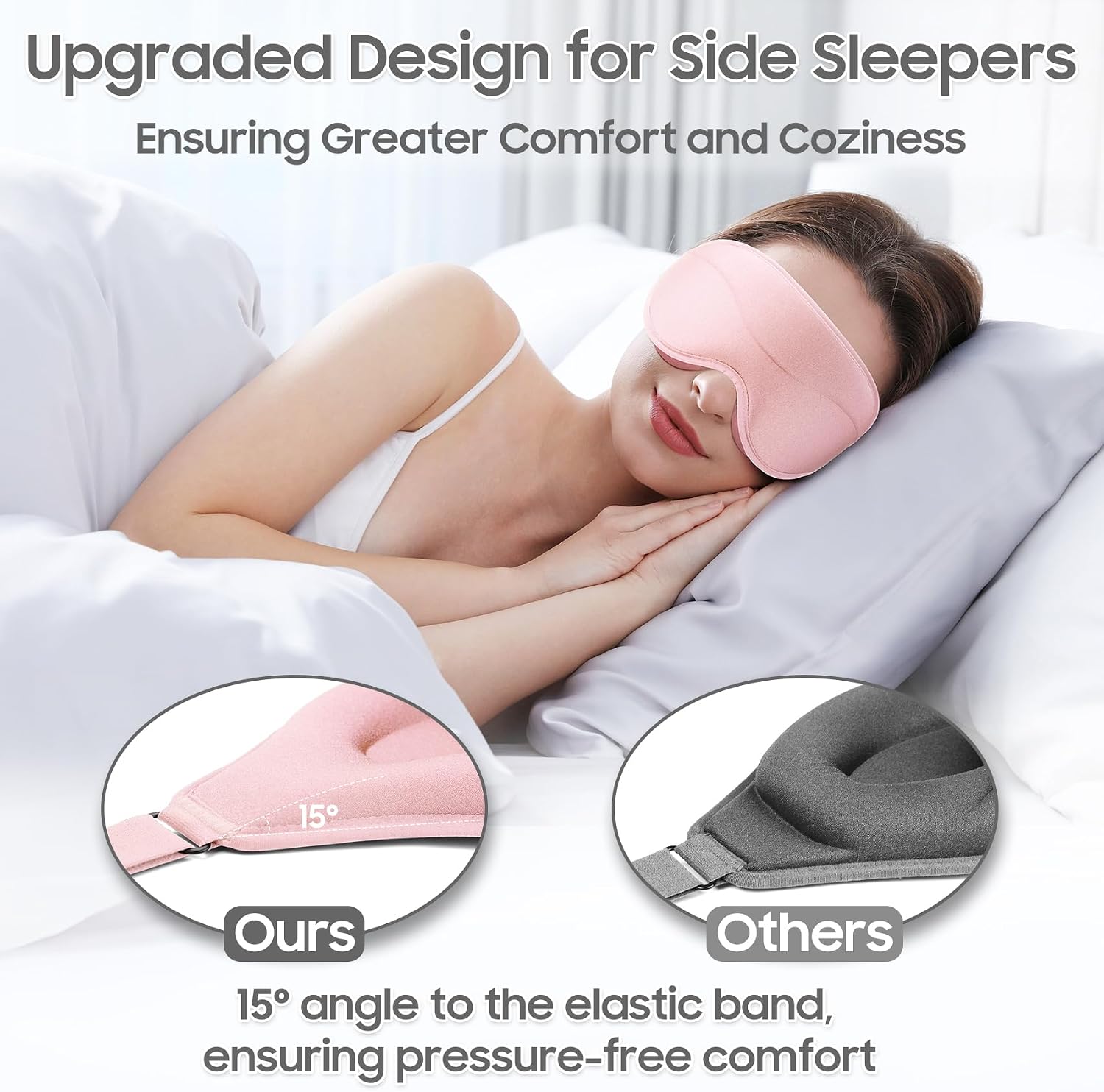 Sleep mask - total blackout 3D sleeping mask, super lightweight & silky soft eye mask for sleeping, fully adjustable fit for home, office, traveling, meditation, yoga, pink - view 4